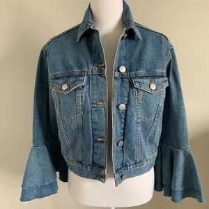 Asos Cropped Jean Jacket w/ Bell Sleeves Sz 4